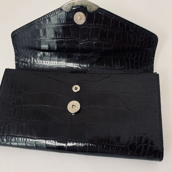 Vintage Ralph Lauren Wallet Alligator Embossed Leather Black Rare Production 80s - Picture 3 of 13